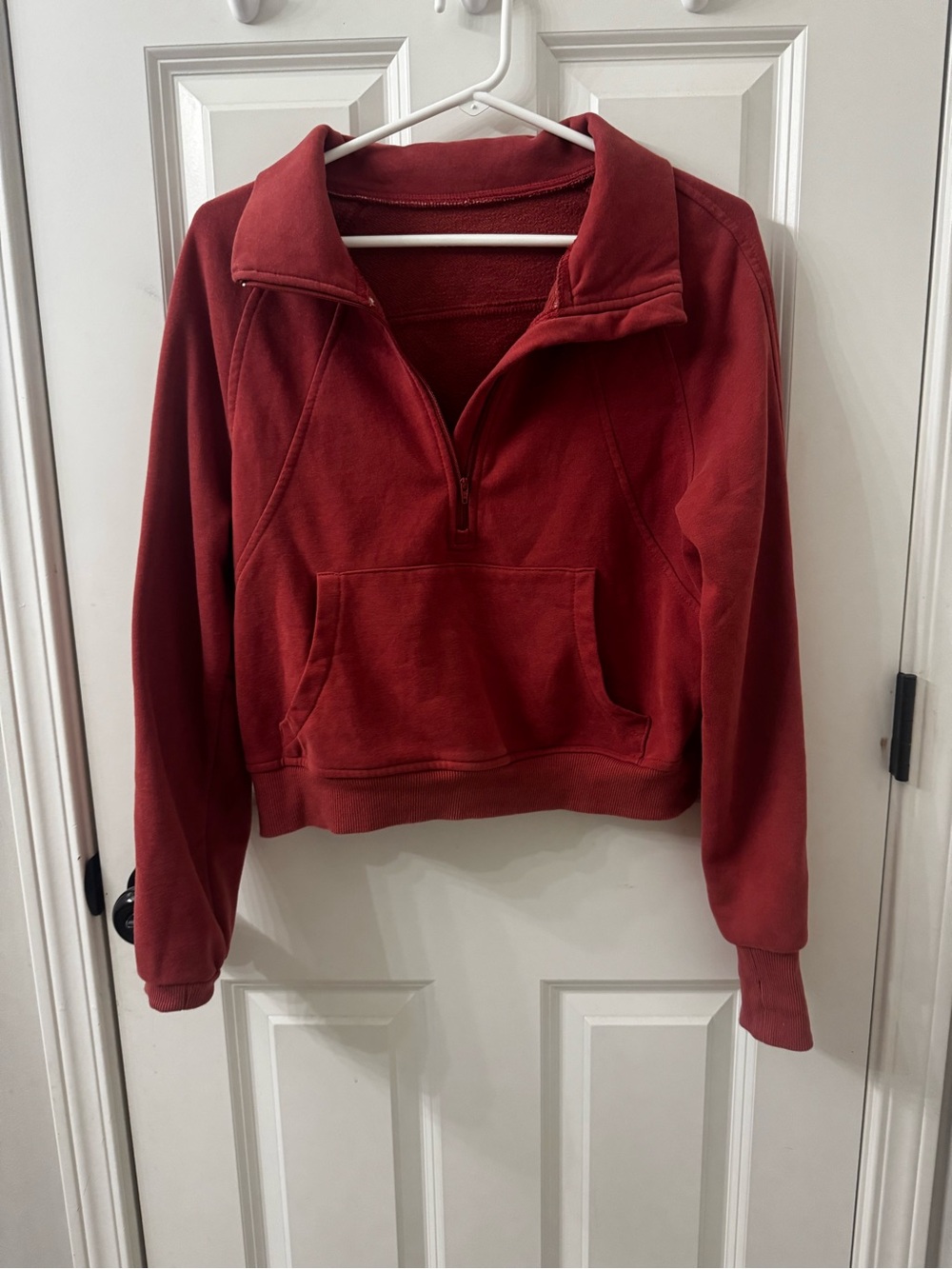 Women's Half-Zip Pullover Sweatshirt - burnt red